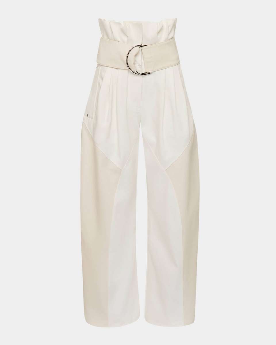 Belted Paperbag-Waist Wide-Leg Jeans